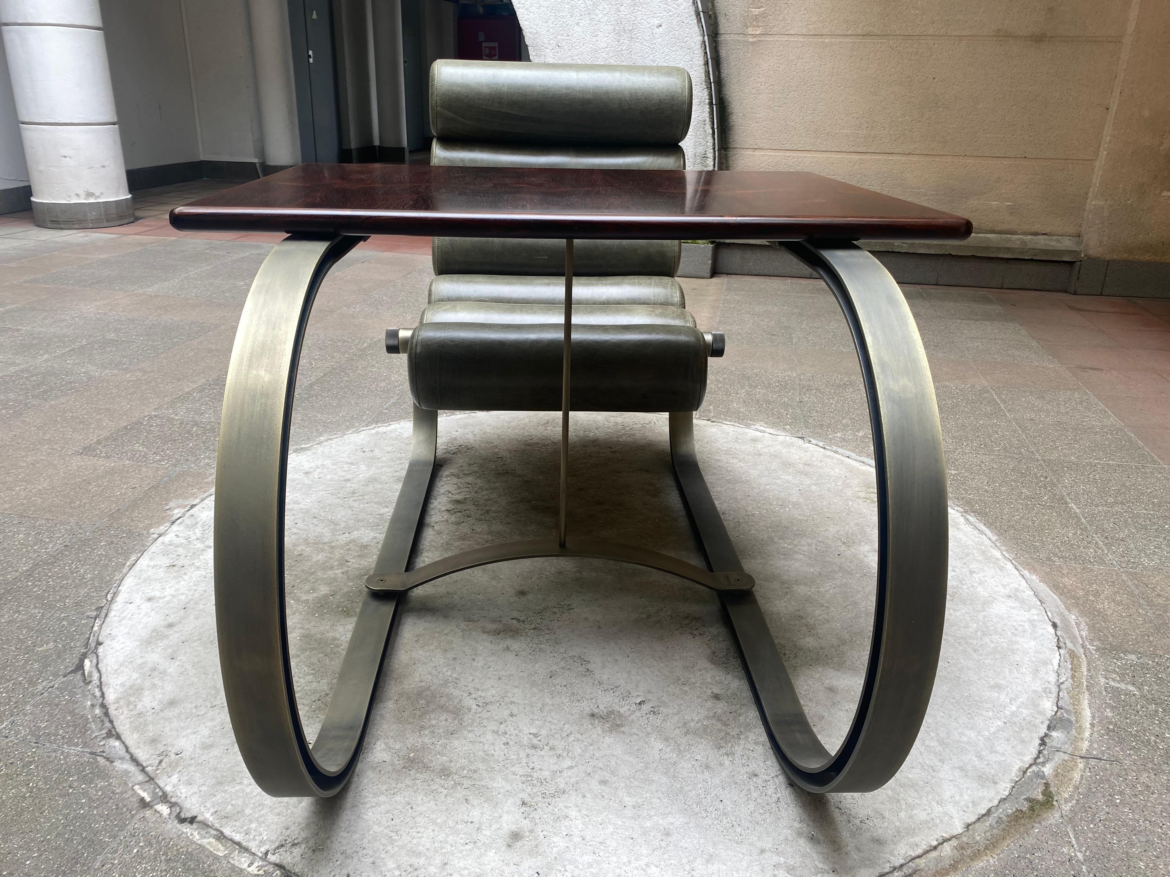 Steel Unique Piece Marzio Cecchi Extremely Rare Desk from the Balestra Series For Sale