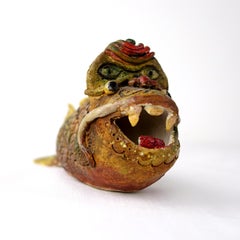 Unique Piece of Art Ceramic Monster Fish Made by Artist Tjen Tjauw-Soe
