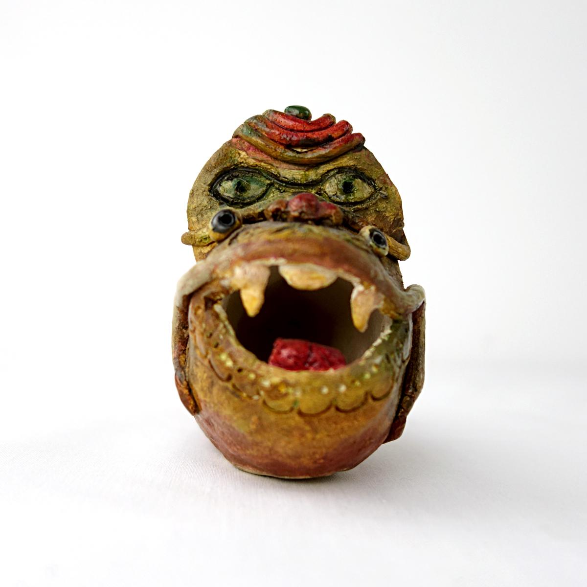 Mid-Century Modern Unique Piece of Art Ceramic Monster Fish Made by Artist Tjen Tjauw-Soe For Sale