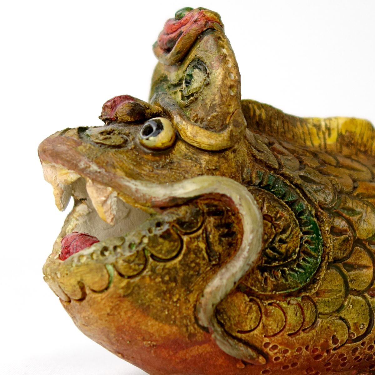 Unique Piece of Art Ceramic Monster Fish Made by Artist Tjen Tjauw-Soe In Good Condition For Sale In Doornspijk, NL