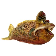 Unique Piece of Art Ceramic Monster Fish Made by Artist Tjen Tjauw-Soe