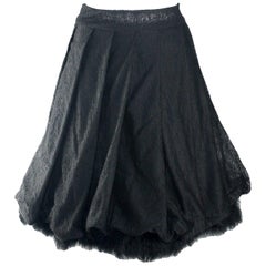 Unique Piece - CHANEL Mesh & Tulle Evening Skirt with Feather Trimming 38