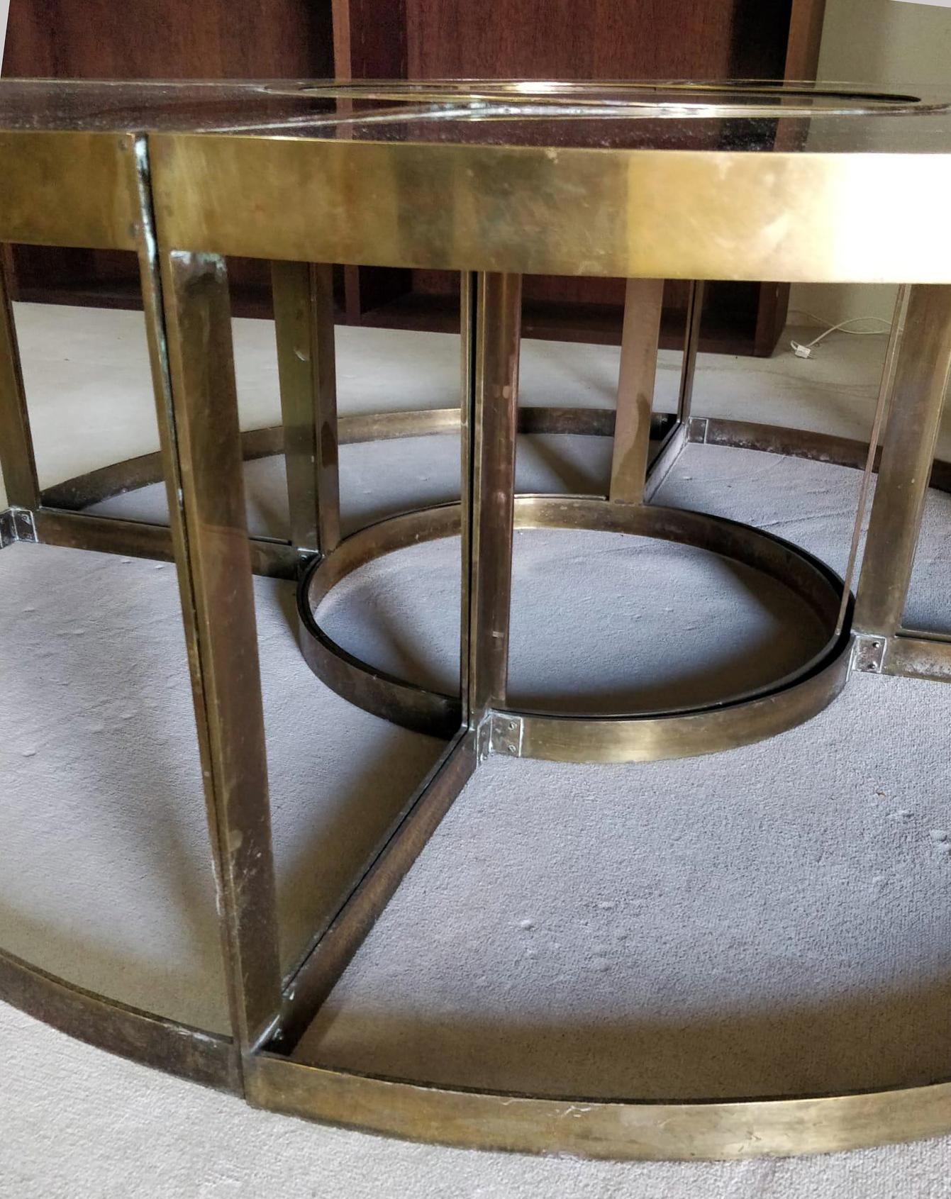 Round Monumental Midcentury Bronze Dining Table in 5 Element by Francois Catroux For Sale 1