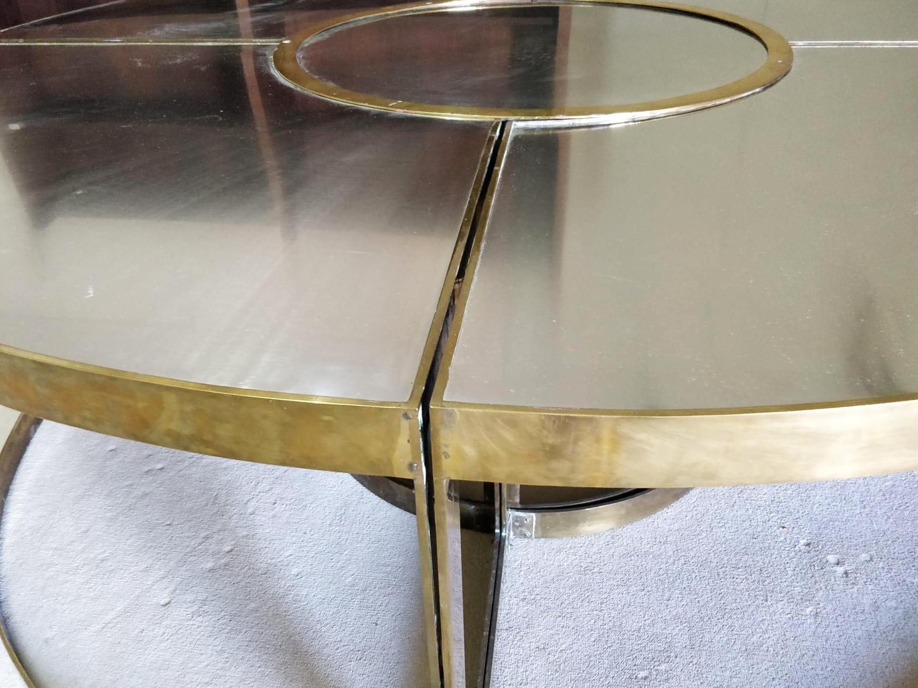 Round Monumental Midcentury Bronze Dining Table in 5 Element by Francois Catroux In Good Condition For Sale In Miami, FL