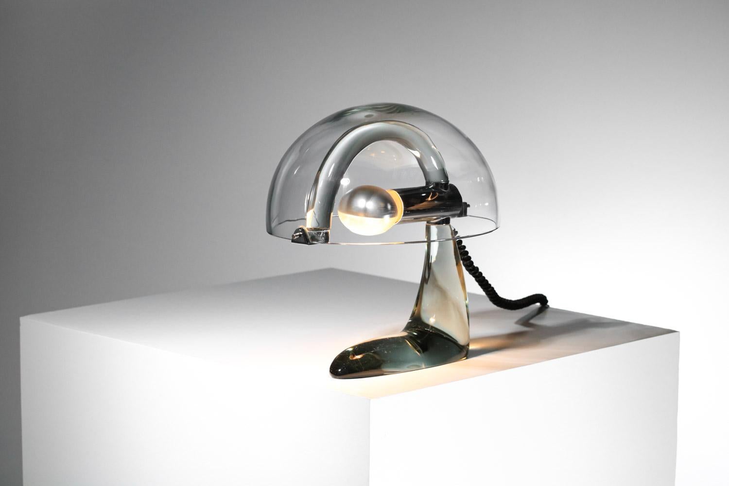 Unique pieces Mario Pinzoni for Italian glass table lamp mushroom prototype 70's For Sale 4