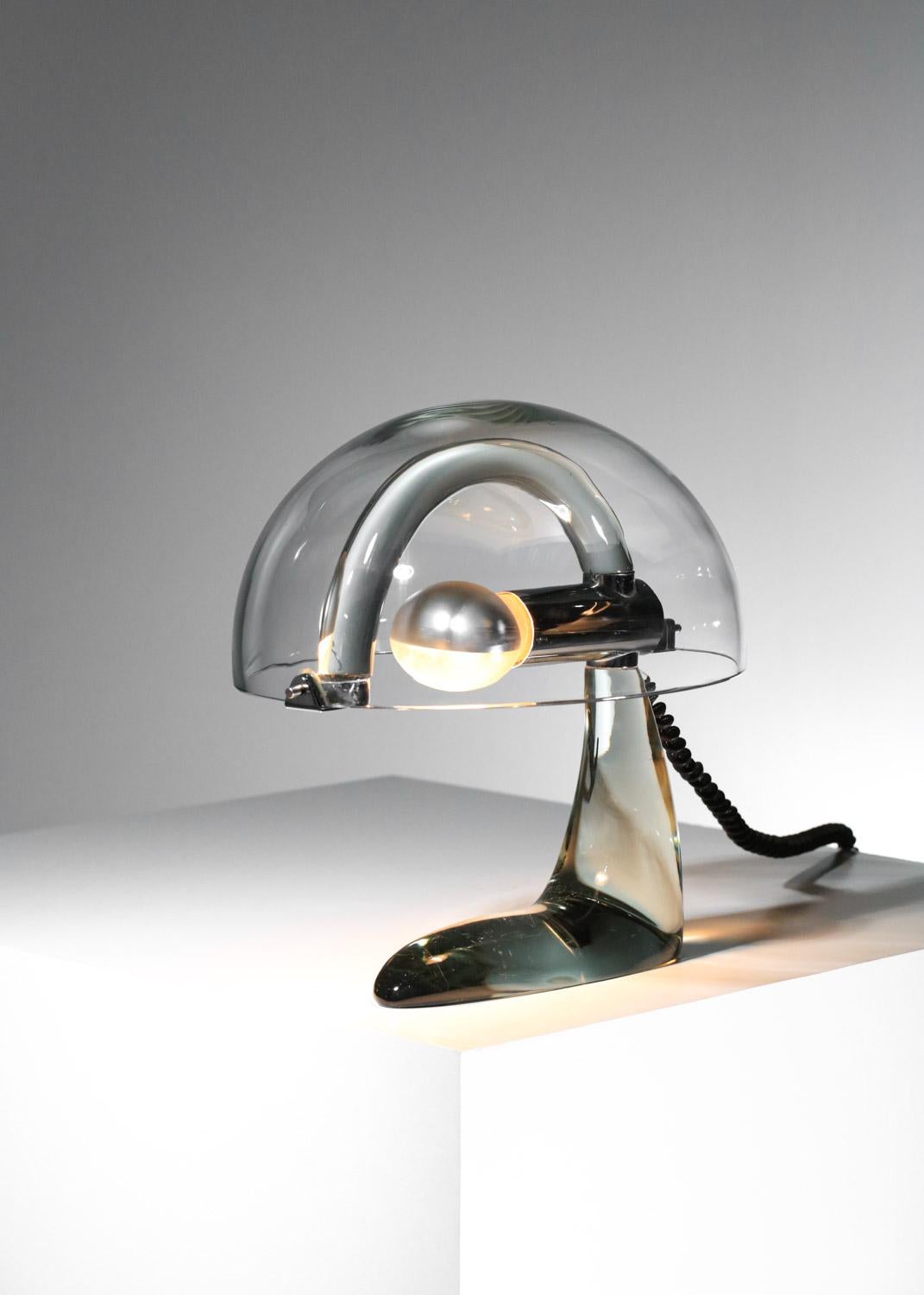 Unique pieces Mario Pinzoni for Italian glass table lamp mushroom prototype 70's For Sale 5