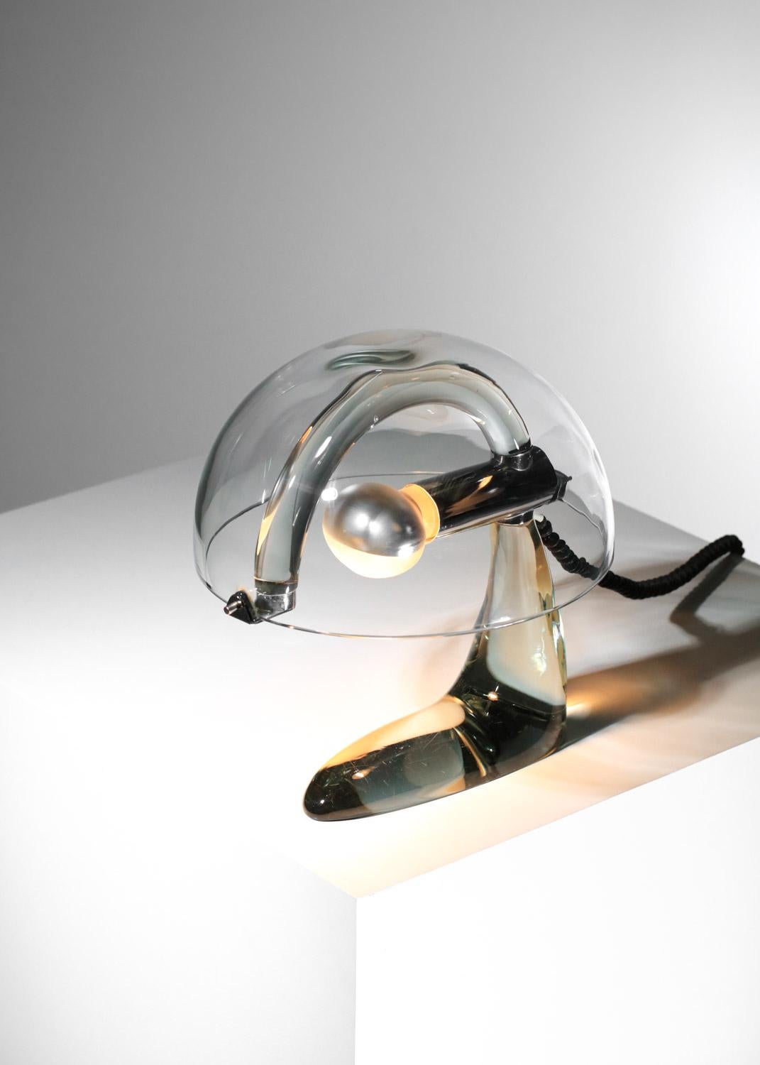 Unique pieces Mario Pinzoni for Italian glass table lamp mushroom prototype 70's For Sale 6