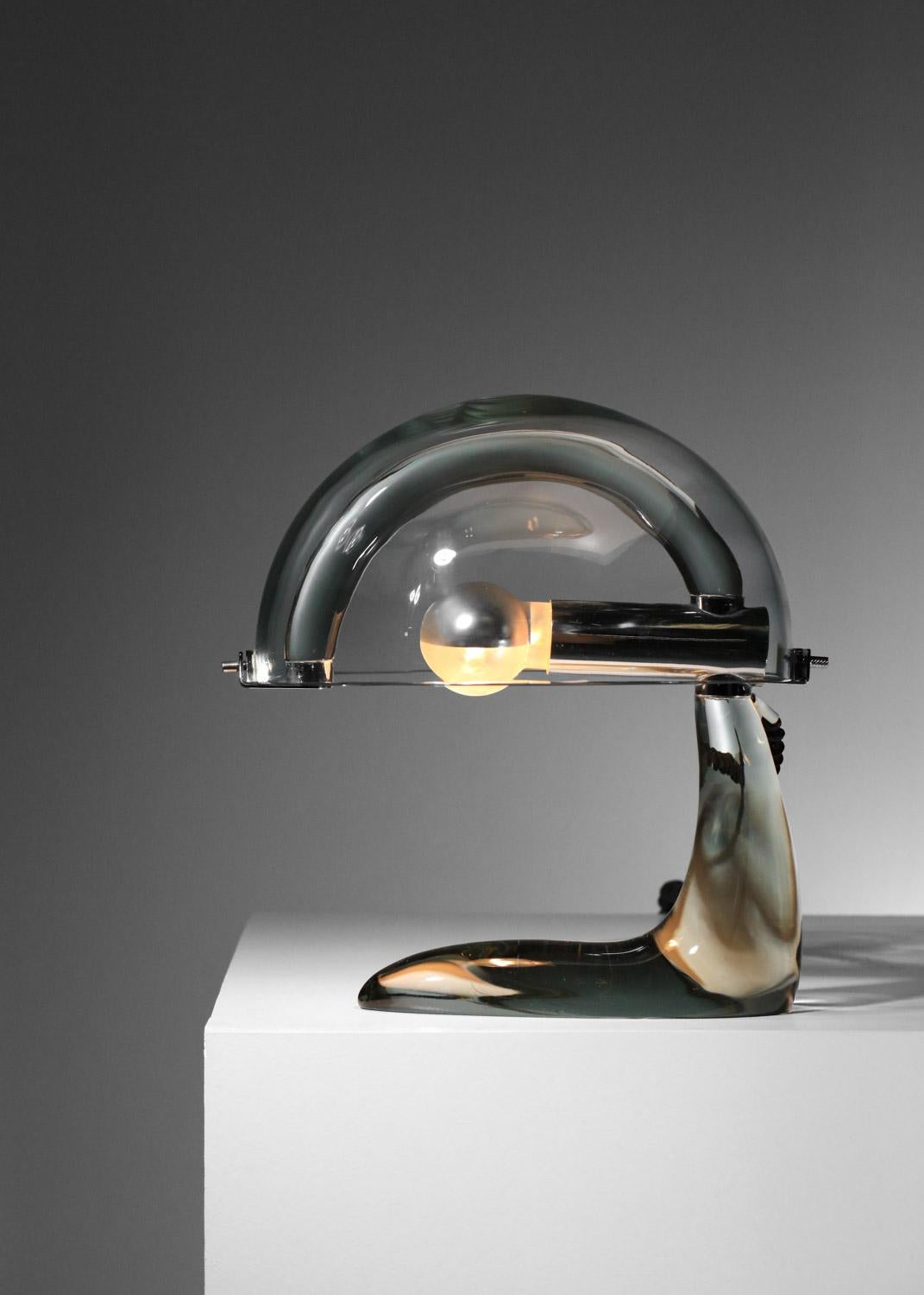 Unique pieces Mario Pinzoni for Italian glass table lamp mushroom prototype 70's For Sale 7