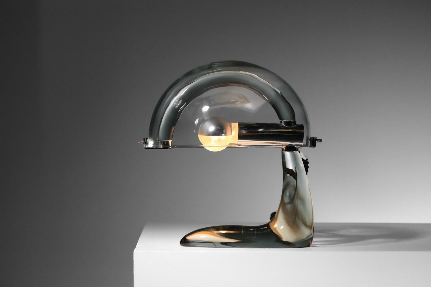Unique pieces Mario Pinzoni for Italian glass table lamp mushroom prototype 70's For Sale 8