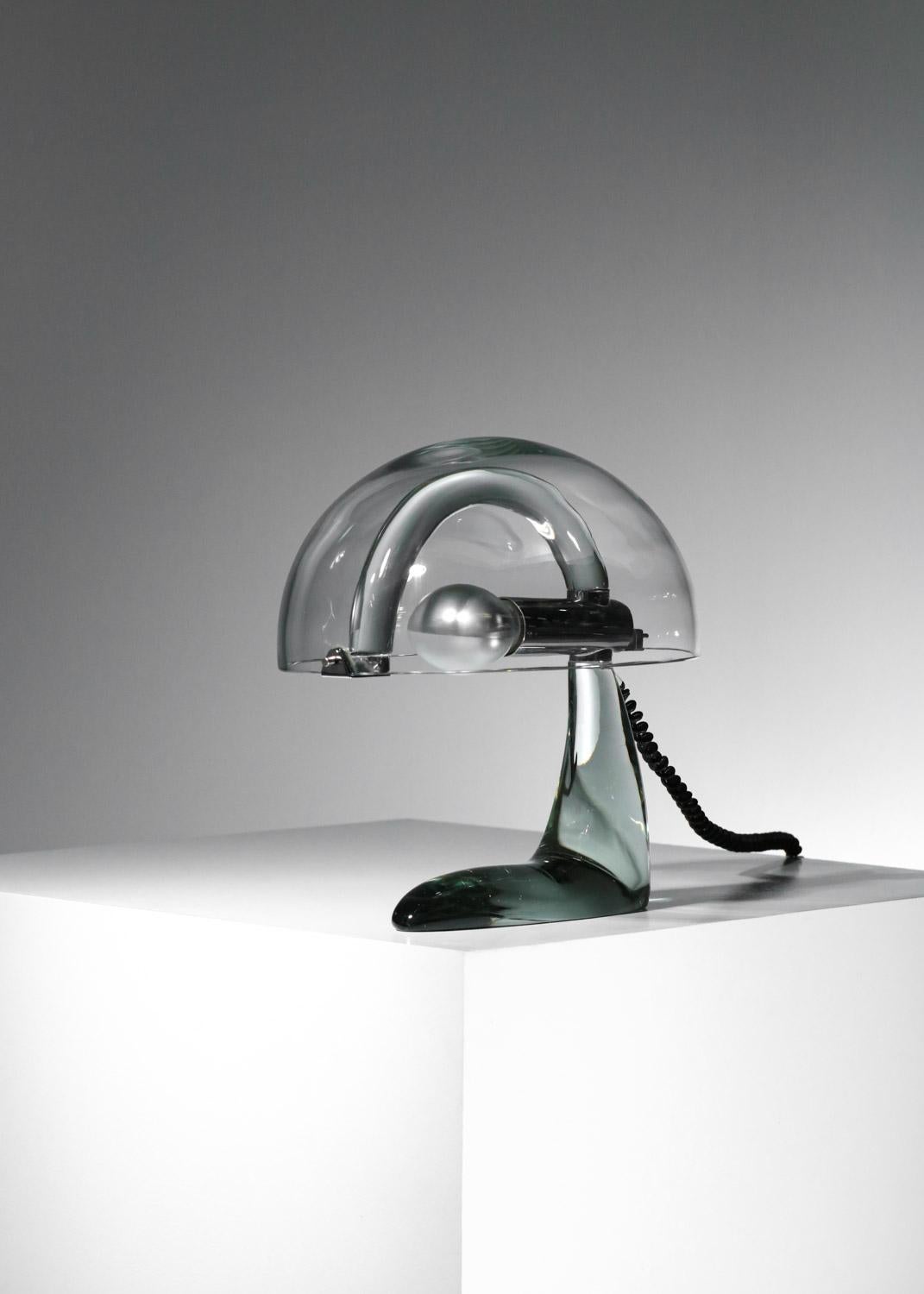 Unique pieces Mario Pinzoni for Italian glass table lamp mushroom prototype 70's For Sale 10