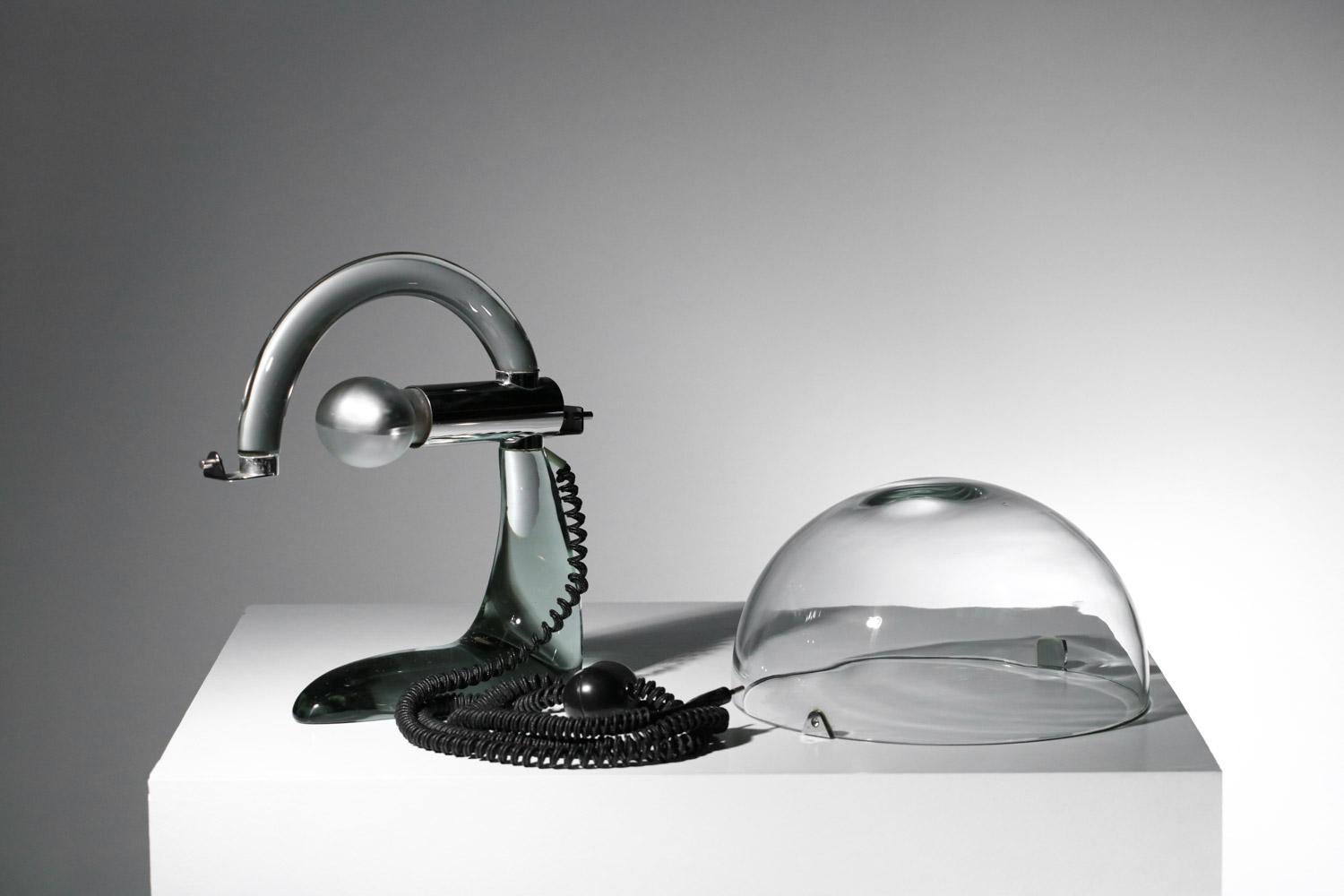Unique pieces Mario Pinzoni for Italian glass table lamp mushroom prototype 70's For Sale 13