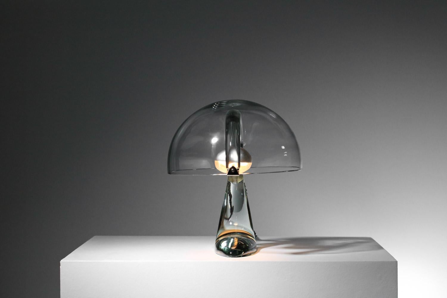 Mid-Century Modern Unique pieces Mario Pinzoni for Italian glass table lamp mushroom prototype 70's For Sale