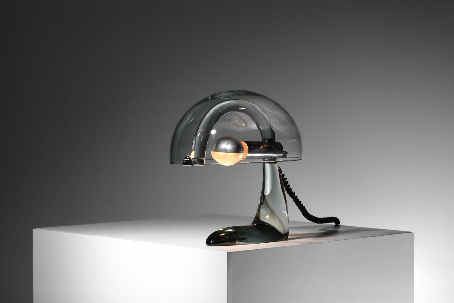 Unique pieces Mario Pinzoni for Italian glass table lamp mushroom prototype 70's For Sale 1