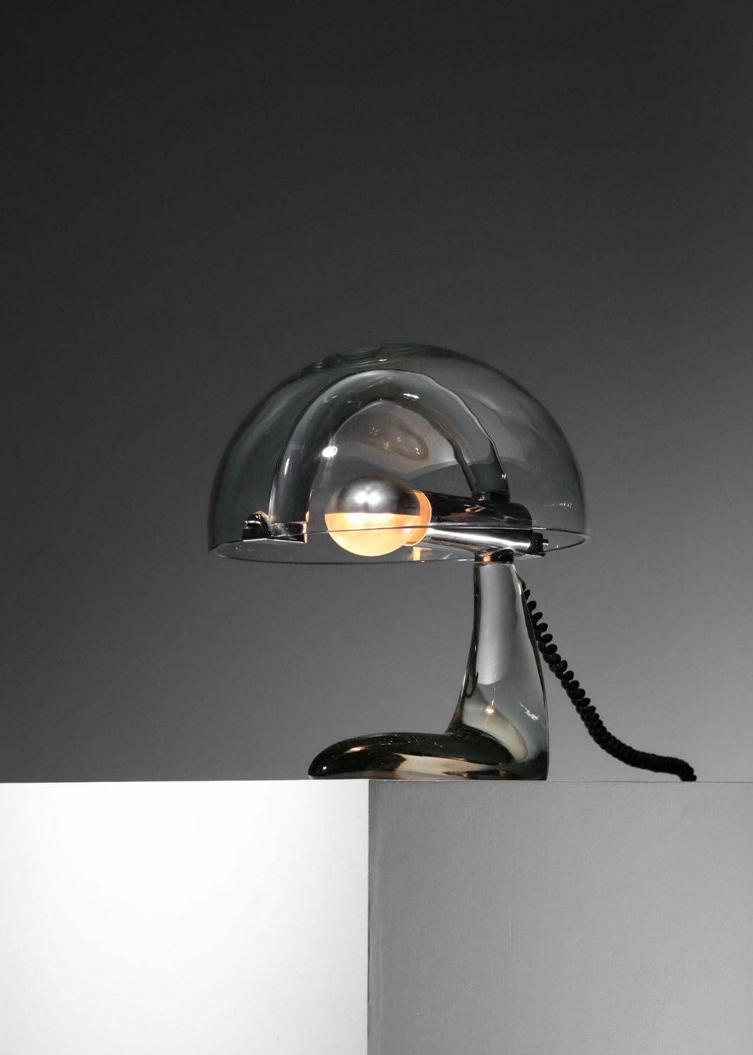 Unique pieces Mario Pinzoni for Italian glass table lamp mushroom prototype 70's For Sale 3