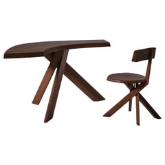 Unique Pierre Chapo Desk in Solid Elm, France 1960s
