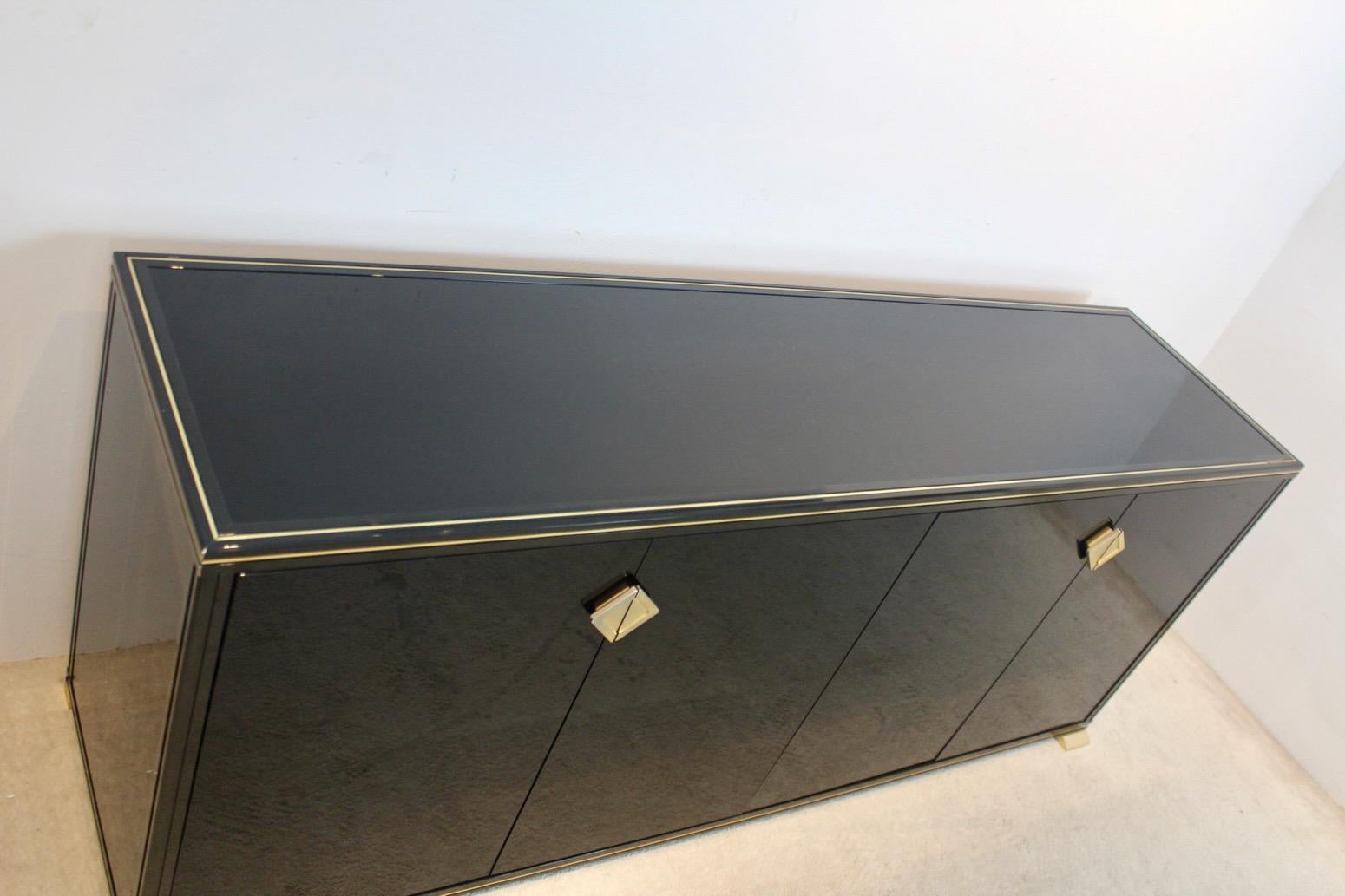Credenza francese unica Pierre Vandel Paris laccata nera In condizioni buone a Voorburg, NL