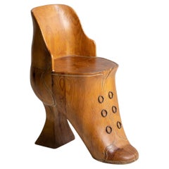 Unique Pine Shoe Chair, Italy circa 1930