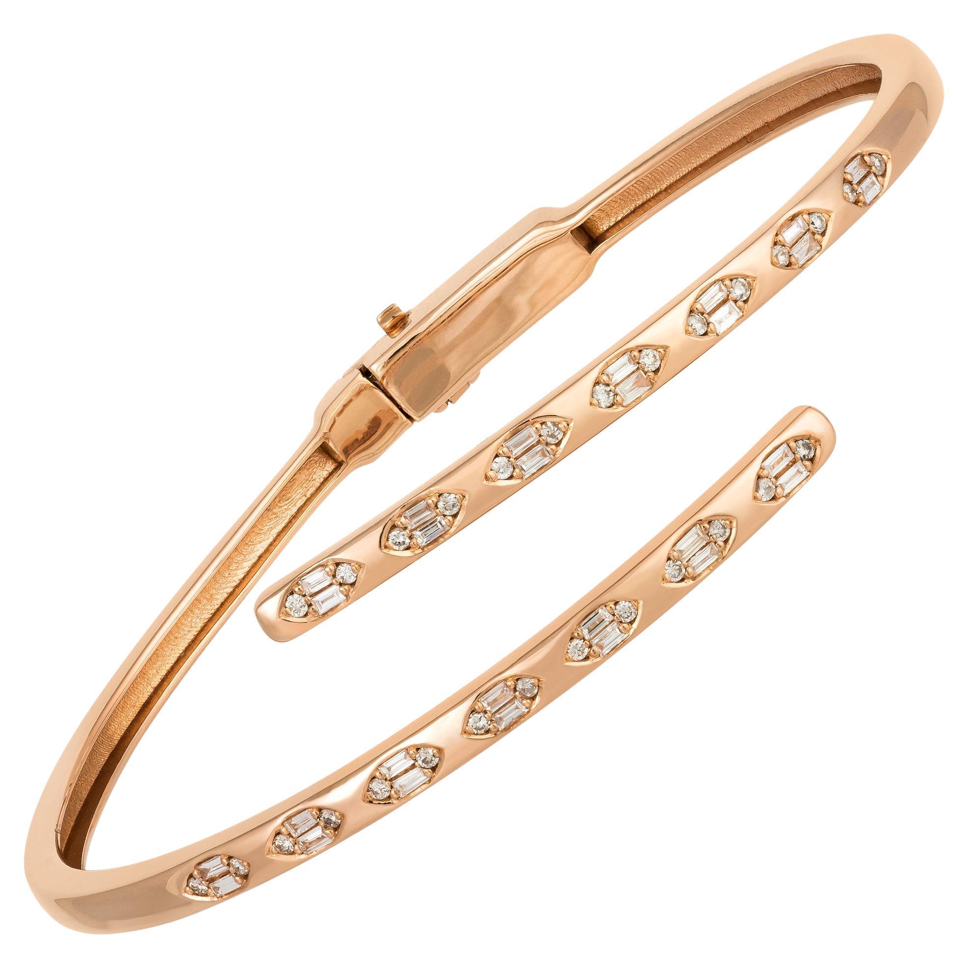 Unique Pink Gold 18K Bracelet Diamond for Her For Sale