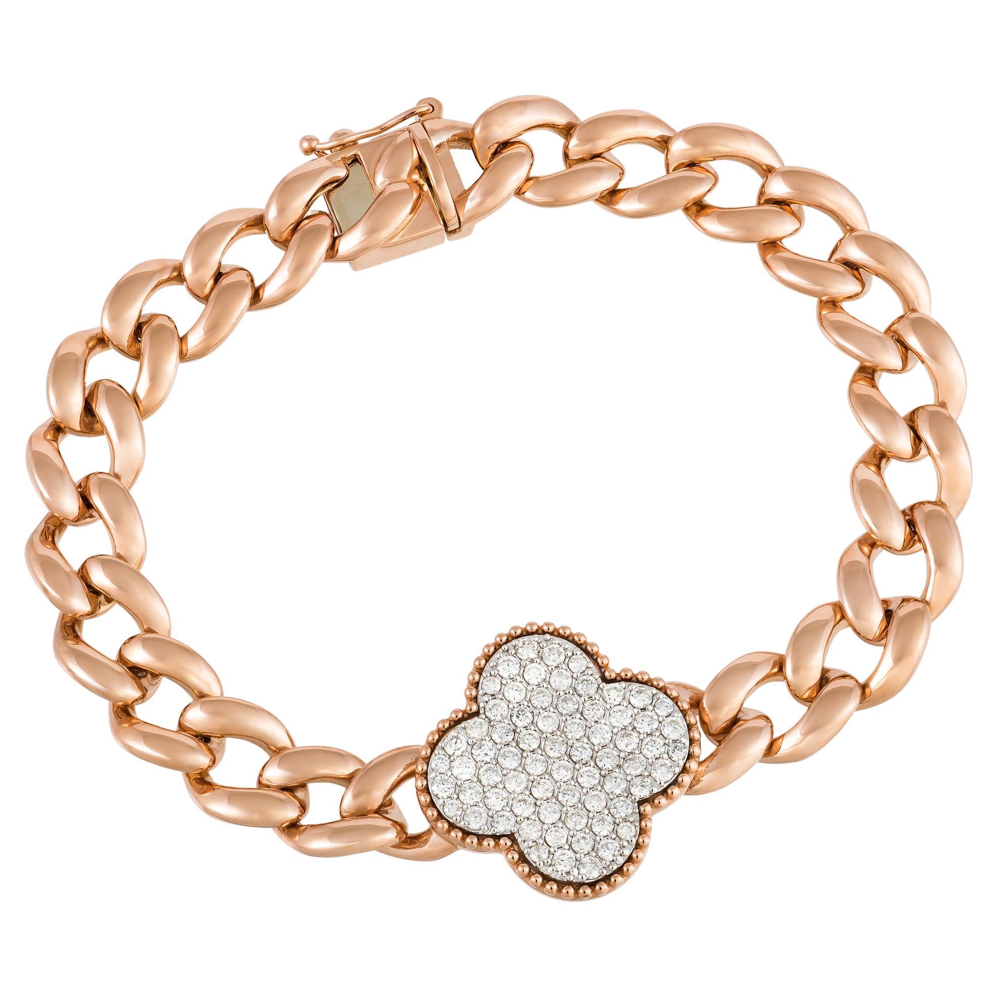 Unique Pink Gold 18K Bracelet Diamond for Her For Sale