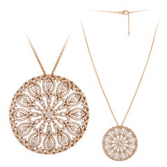 Unique Pink Gold 18K Necklace Diamond for Her