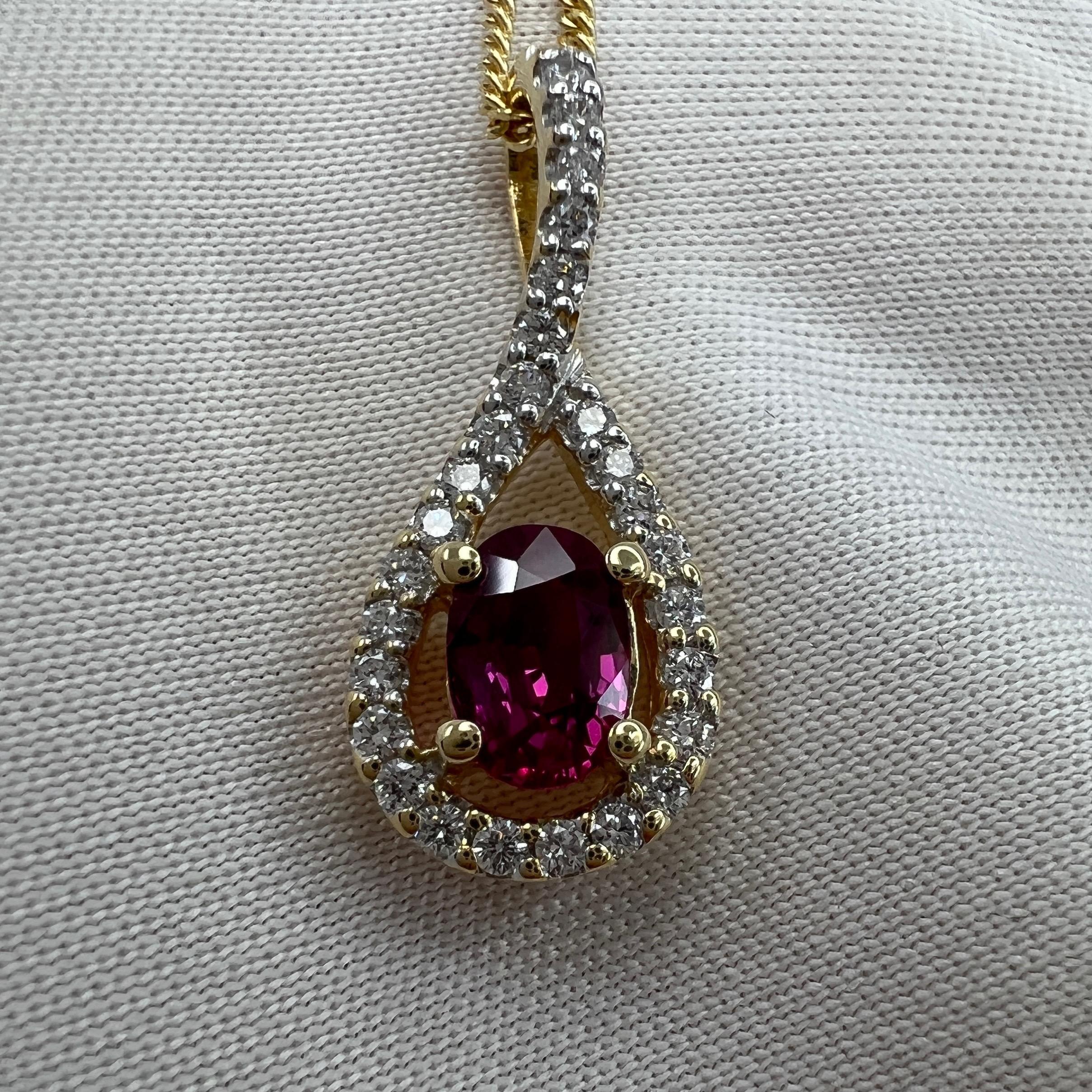 Unique Pink Sapphire & Diamond Certified Untreated Crossover 18k Oval Pendant For Sale 5
