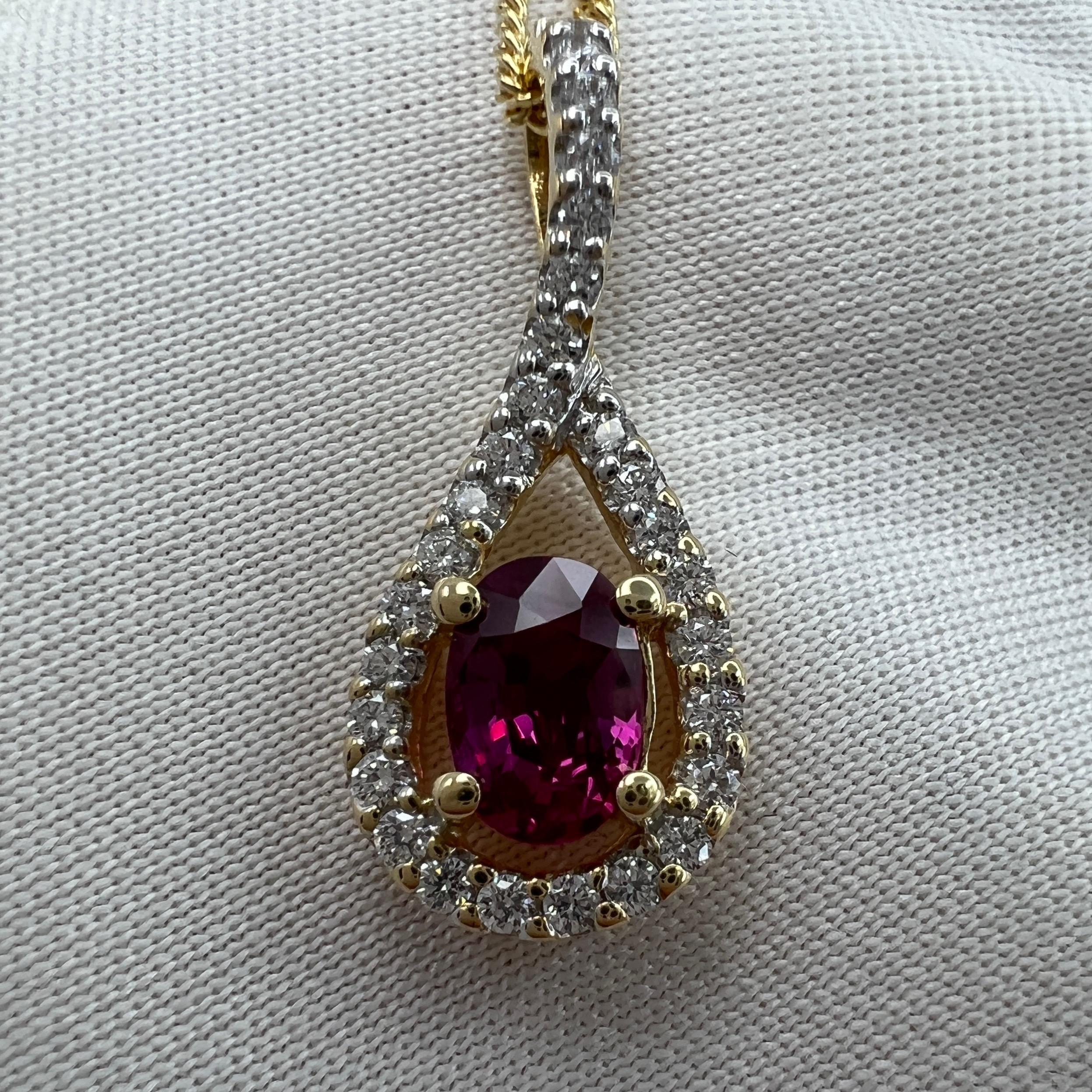 Unique Pink Sapphire & Diamond Certified Untreated Crossover 18k Oval Pendant For Sale 6