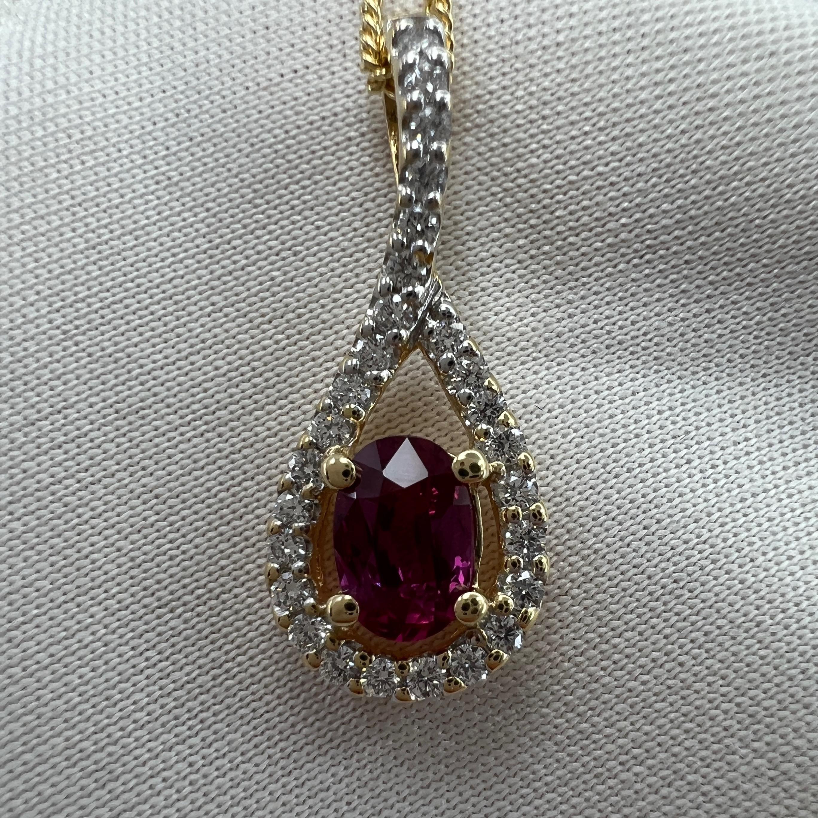 Unique Pink Sapphire & Diamond Certified Untreated Crossover 18k Oval Pendant For Sale 7