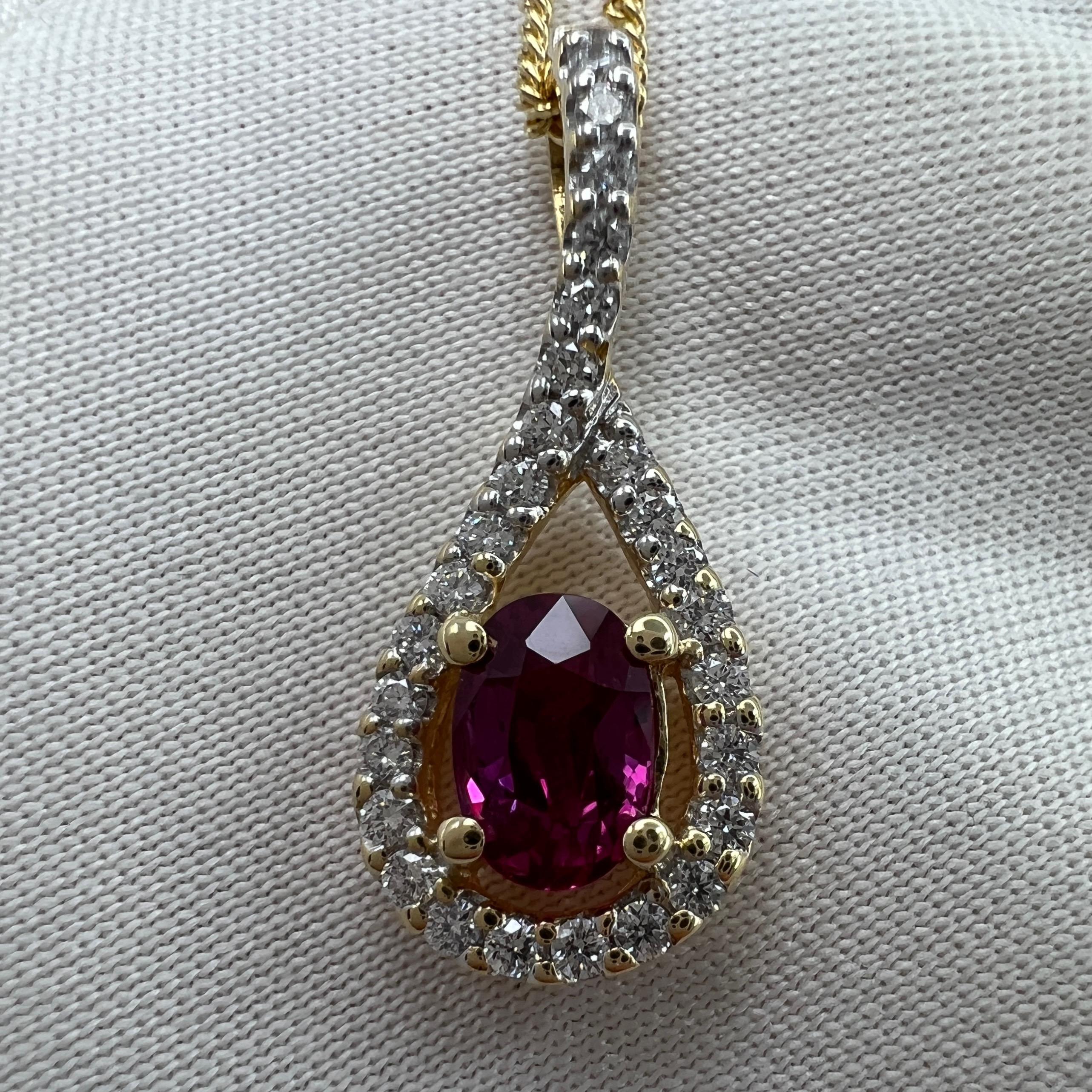 Unique Pink Sapphire & Diamond Certified Untreated Crossover 18k Oval Pendant In New Condition For Sale In Birmingham, GB