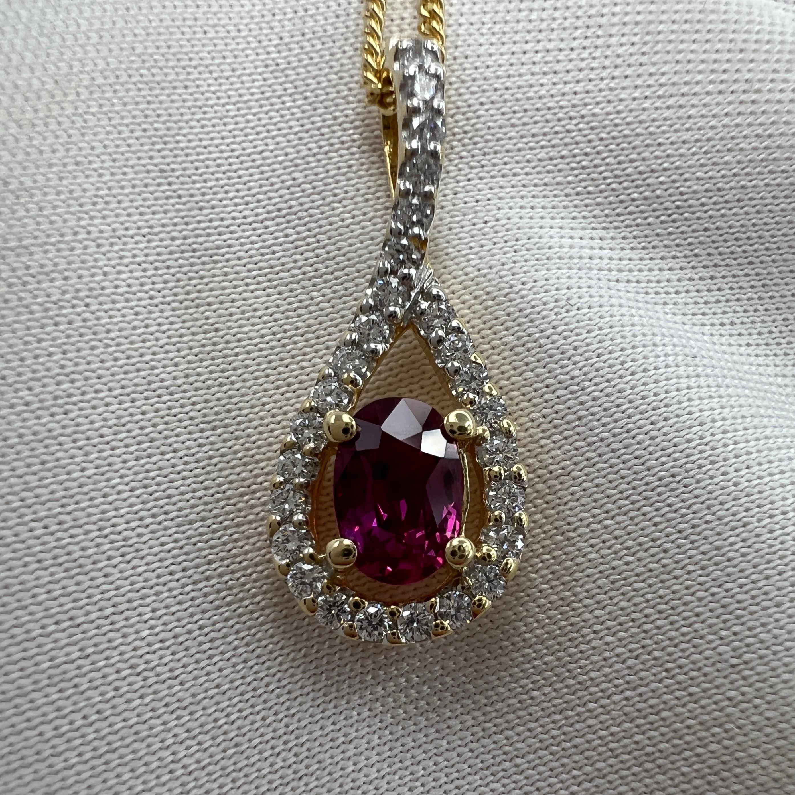 Unique Pink Sapphire & Diamond Certified Untreated Crossover 18k Oval Pendant For Sale 1