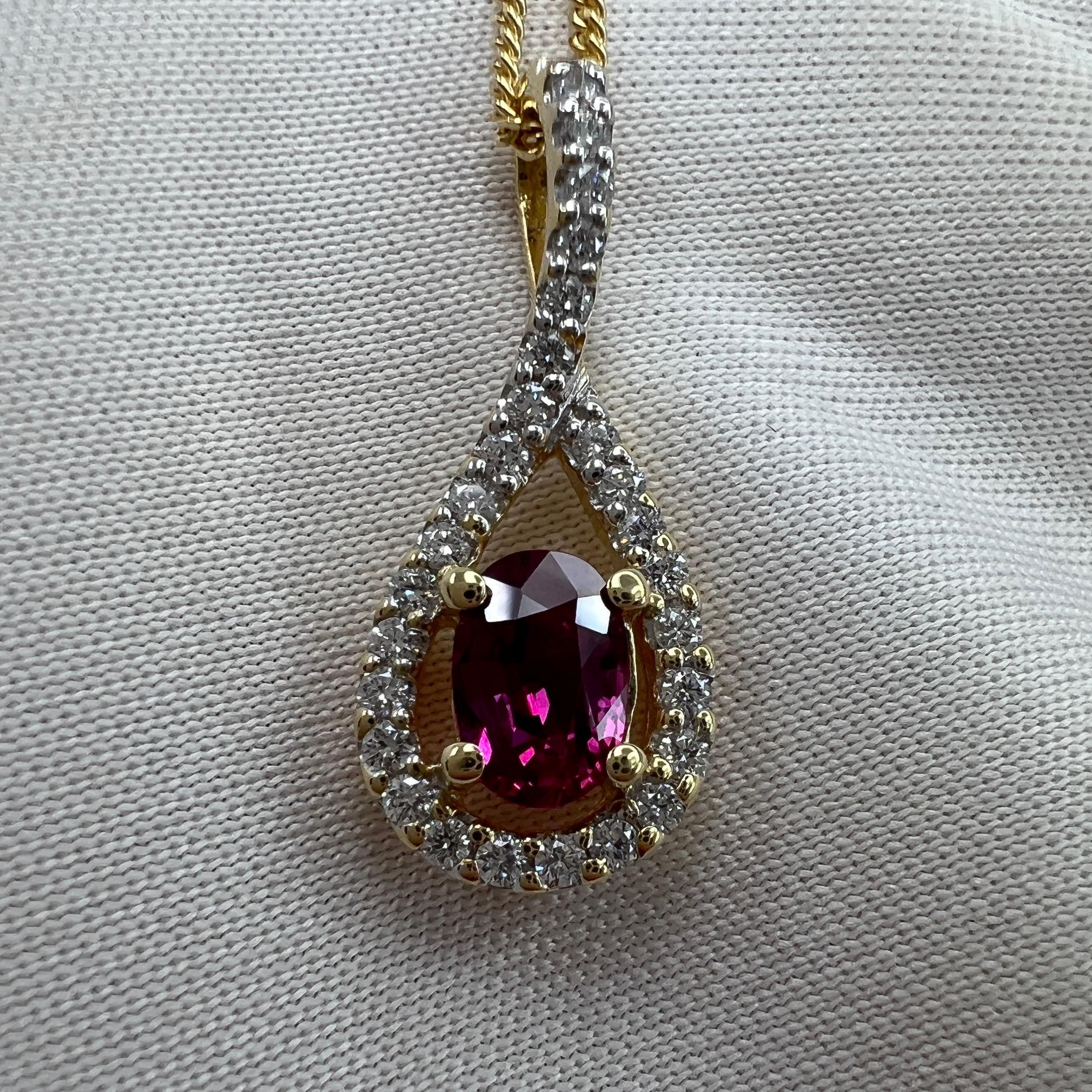 Unique Pink Sapphire & Diamond Certified Untreated Crossover 18k Oval Pendant For Sale 3