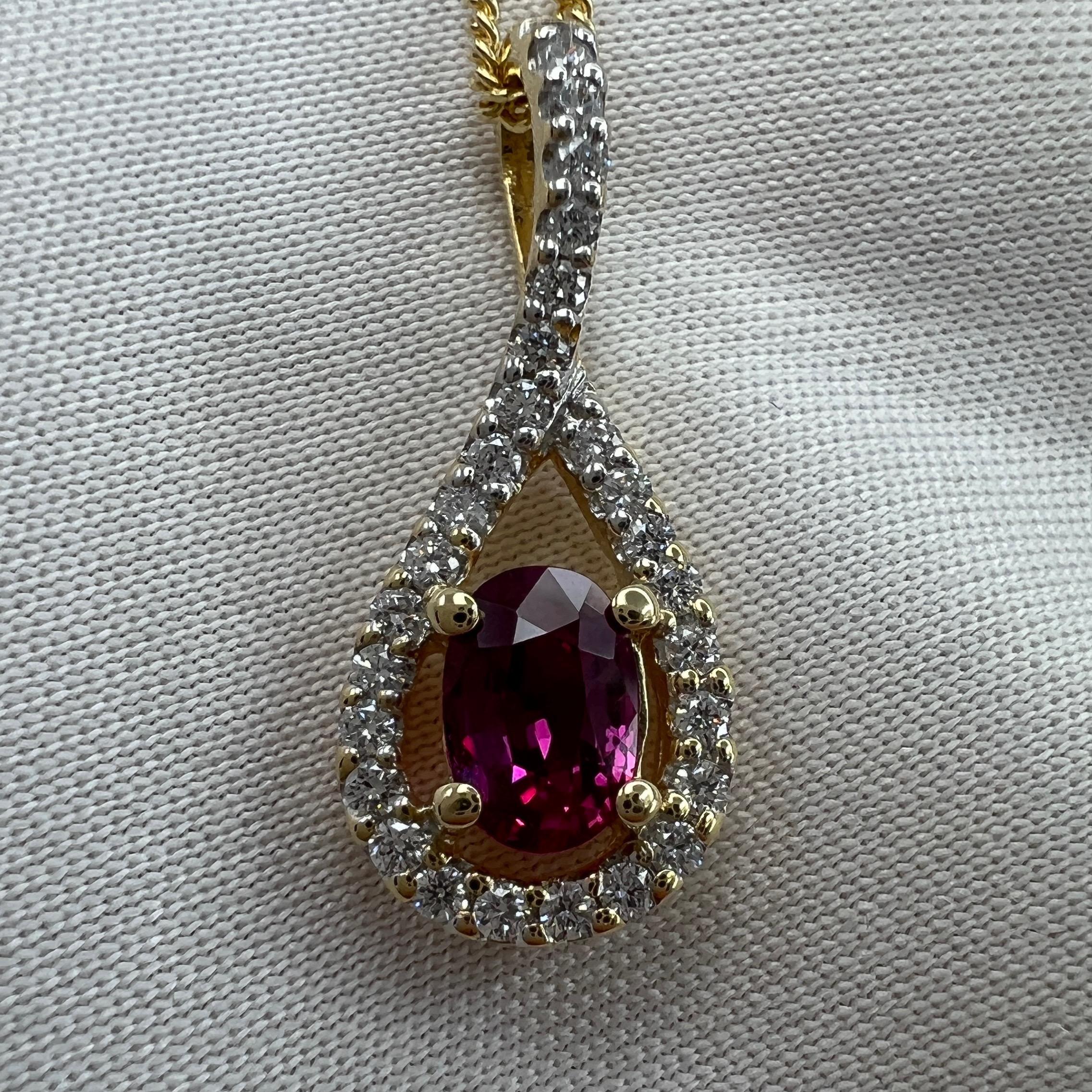 Unique Pink Sapphire & Diamond Certified Untreated Crossover 18k Oval Pendant For Sale 4