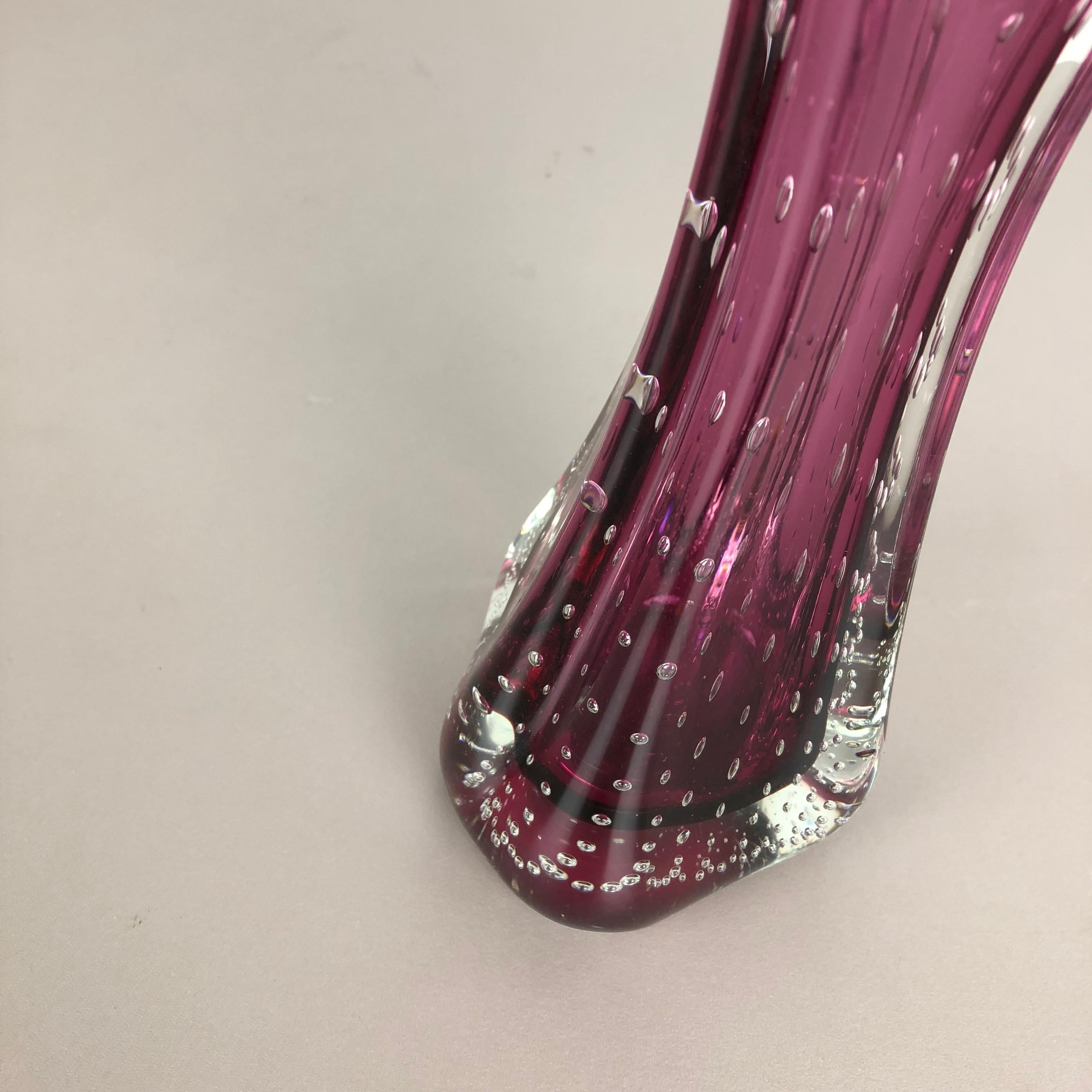 Italian Unique Pink Sommerso Seguso Bullicante Murano Glass Vase, Italy, 1970s
