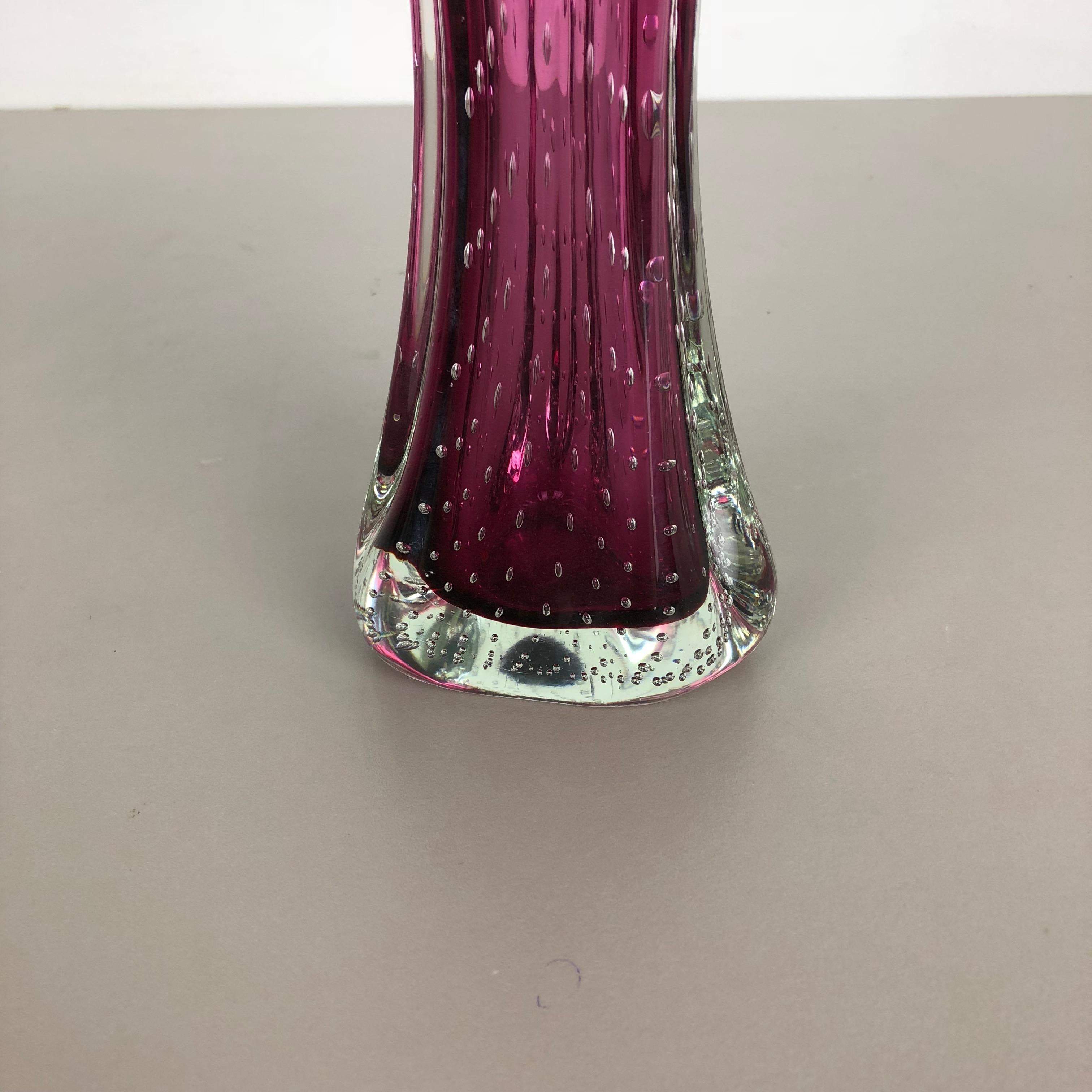 Unique Pink Sommerso Seguso Bullicante Murano Glass Vase, Italy, 1970s In Good Condition In Kirchlengern, DE