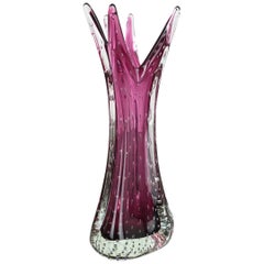 Unique Pink Sommerso Seguso Bullicante Murano Glass Vase, Italy, 1970s