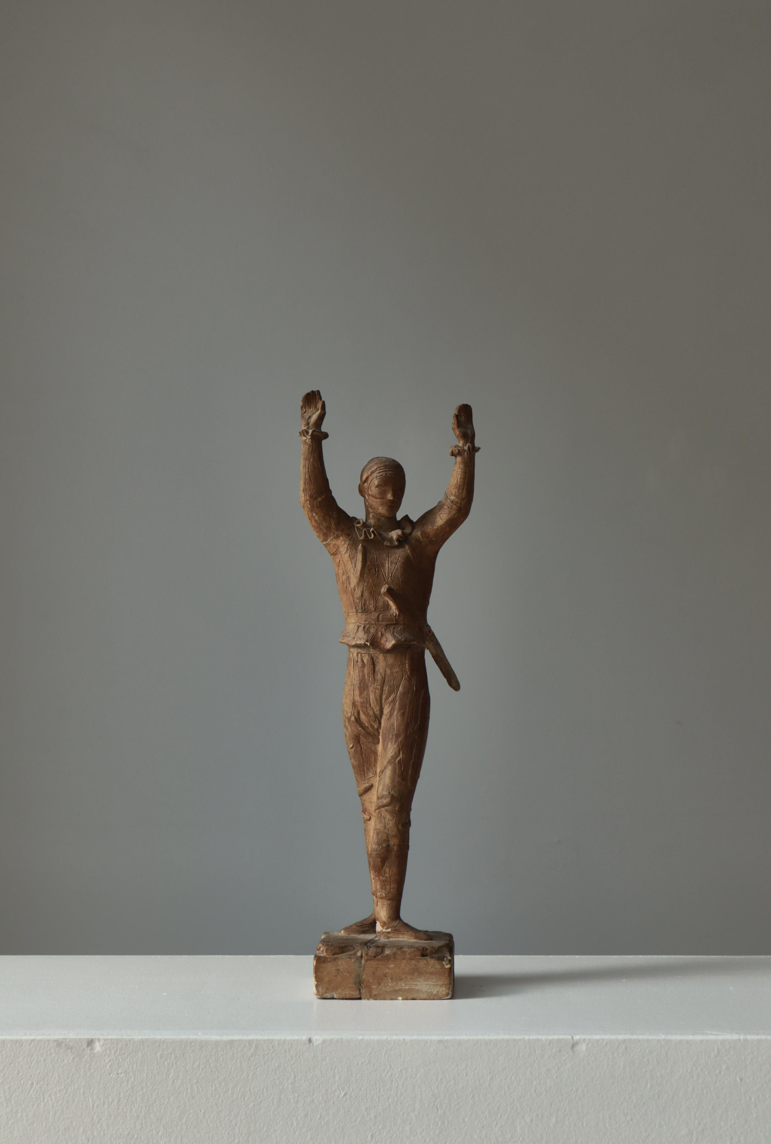 Art déco Sculpture unique en plâtre d'Arlequin par Einar Utzon-Frank, Danemark, années 1930 en vente