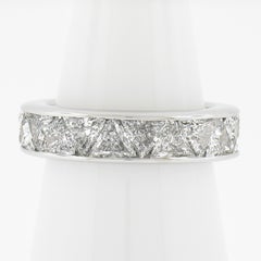 Unique Platinum 4.40ct Trilliant Cut Channel Set Diamond Eternity Band Ring Sz 7
