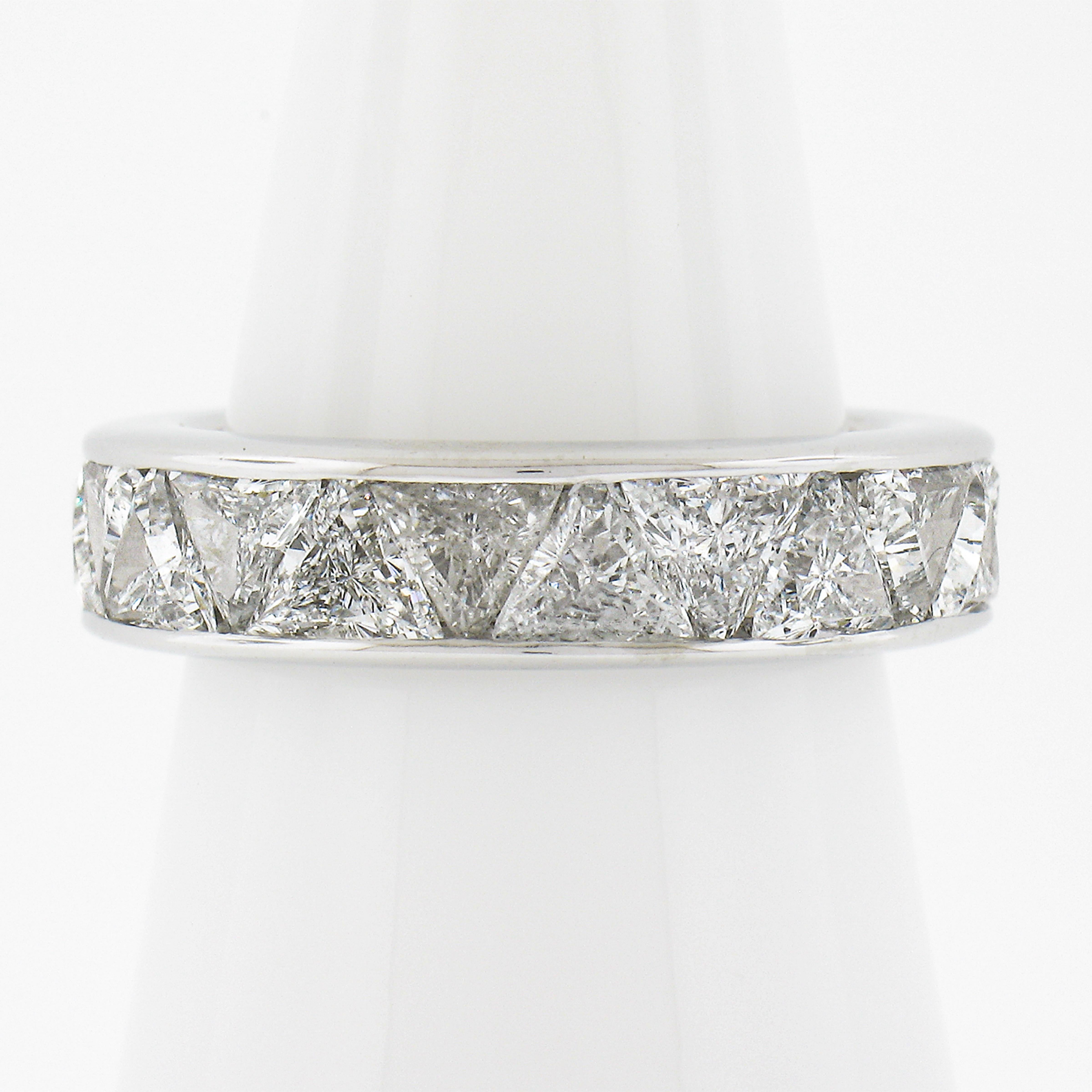 Trillion Cut Unique Platinum 4.40ct Trilliant Cut Channel Set Diamond Eternity Band Ring Sz 7