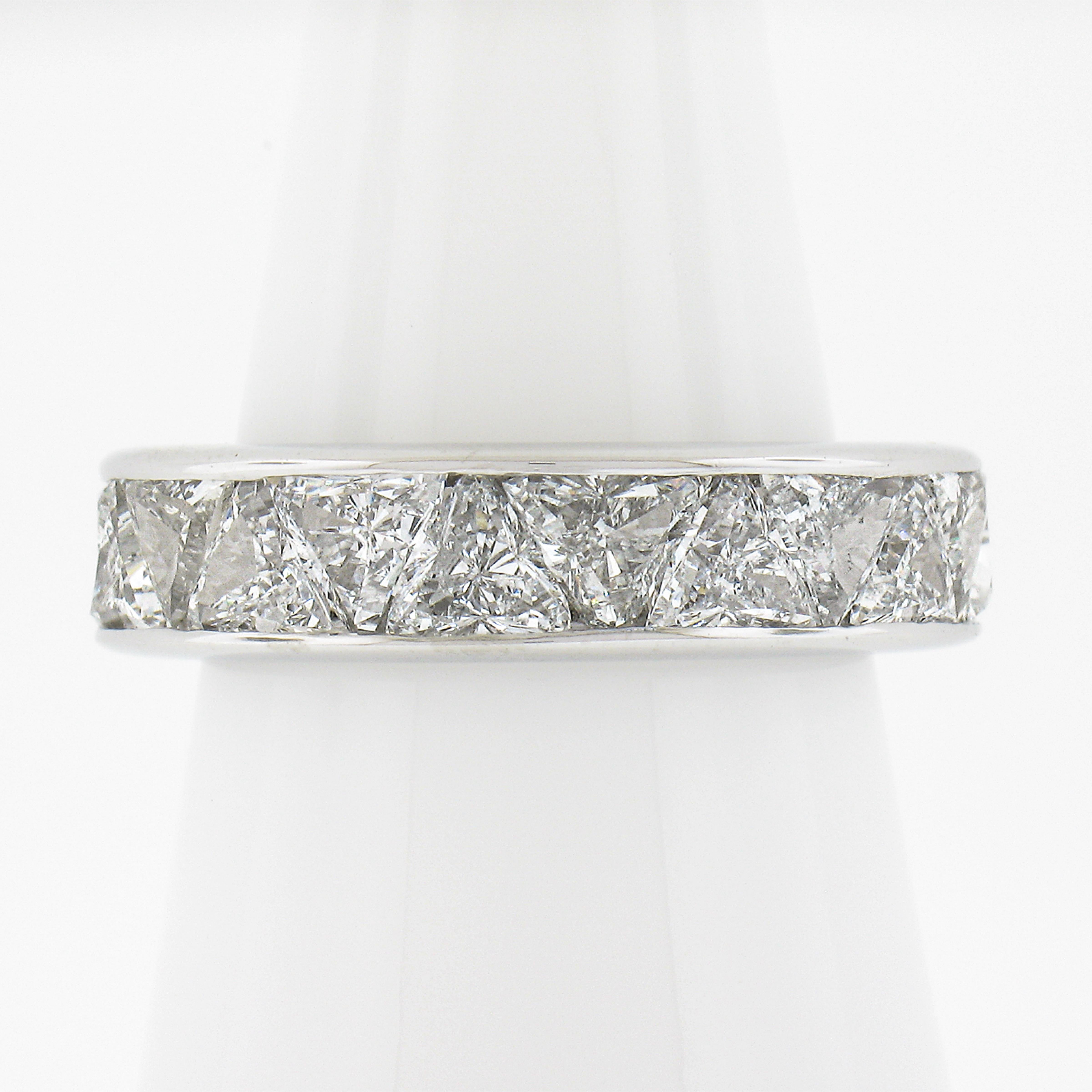 Women's Unique Platinum 4.40ct Trilliant Cut Channel Set Diamond Eternity Band Ring Sz 7