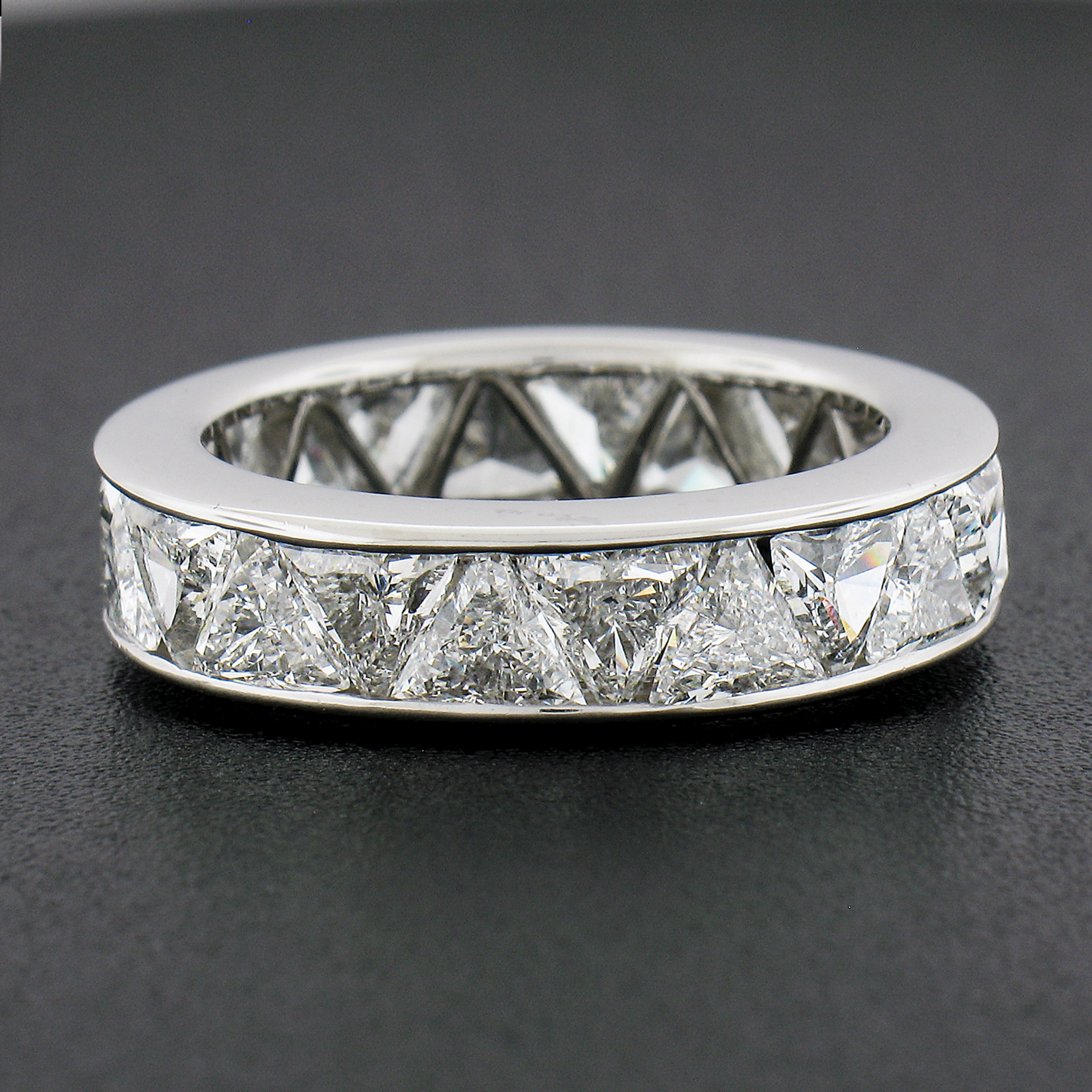 Unique Platinum 4.40ct Trilliant Cut Channel Set Diamond Eternity Band Ring Sz 7 1