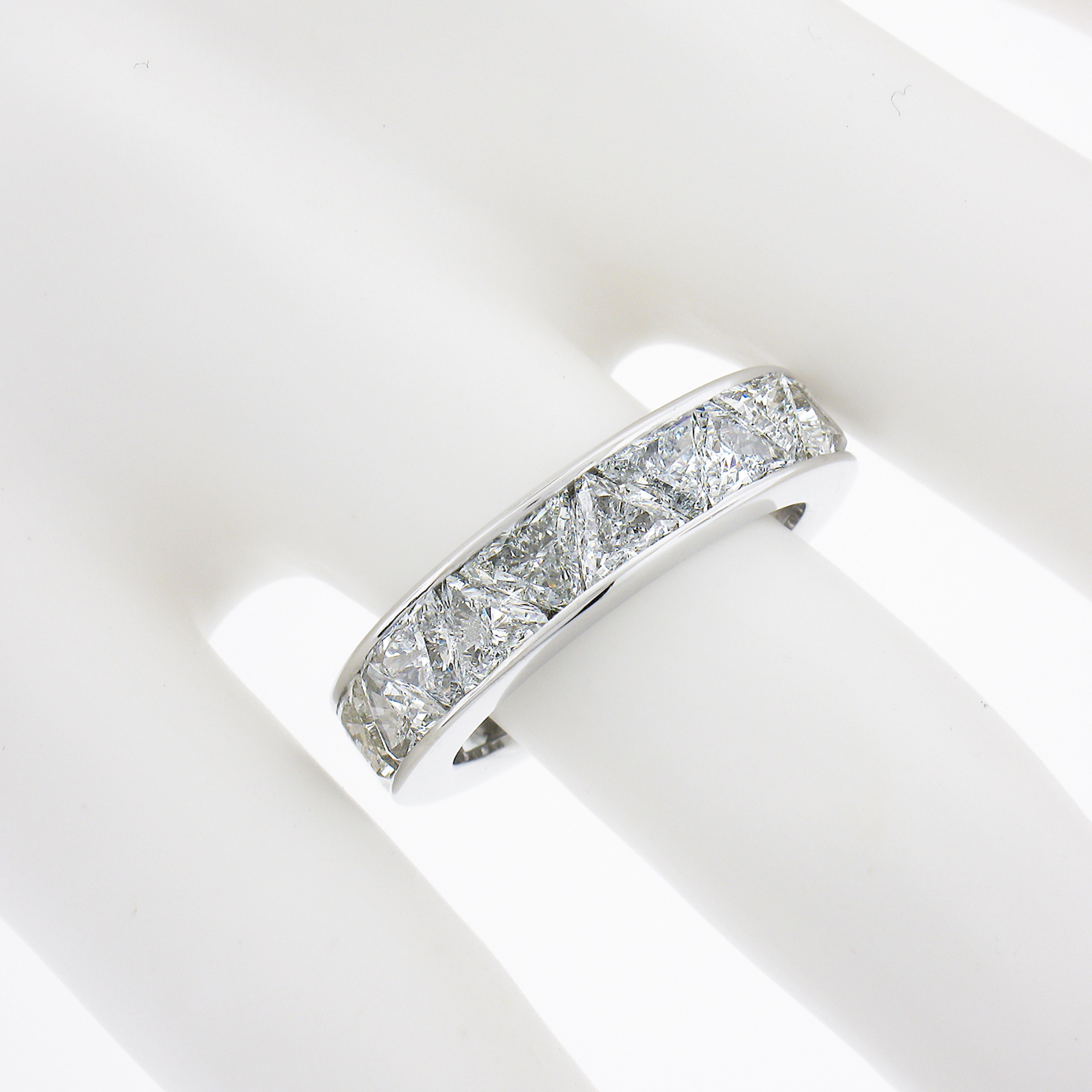 Unique Platinum 4.40ct Trilliant Cut Channel Set Diamond Eternity Band Ring Sz 7 2