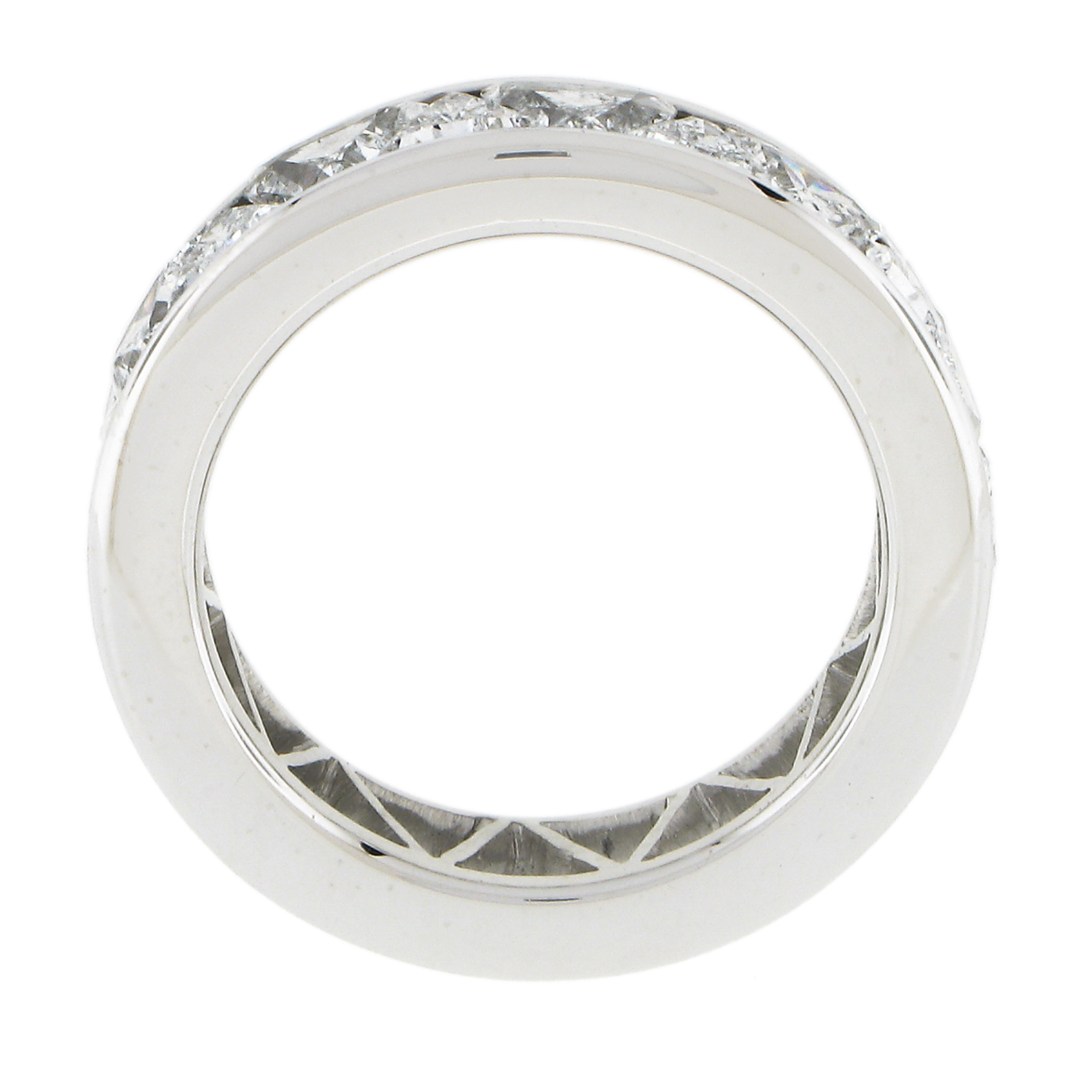 Unique Platinum 4.40ct Trilliant Cut Channel Set Diamond Eternity Band Ring Sz 7 3