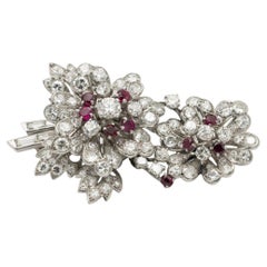 Unique platinum brooch with rubies and diamonds 9.54ct.
