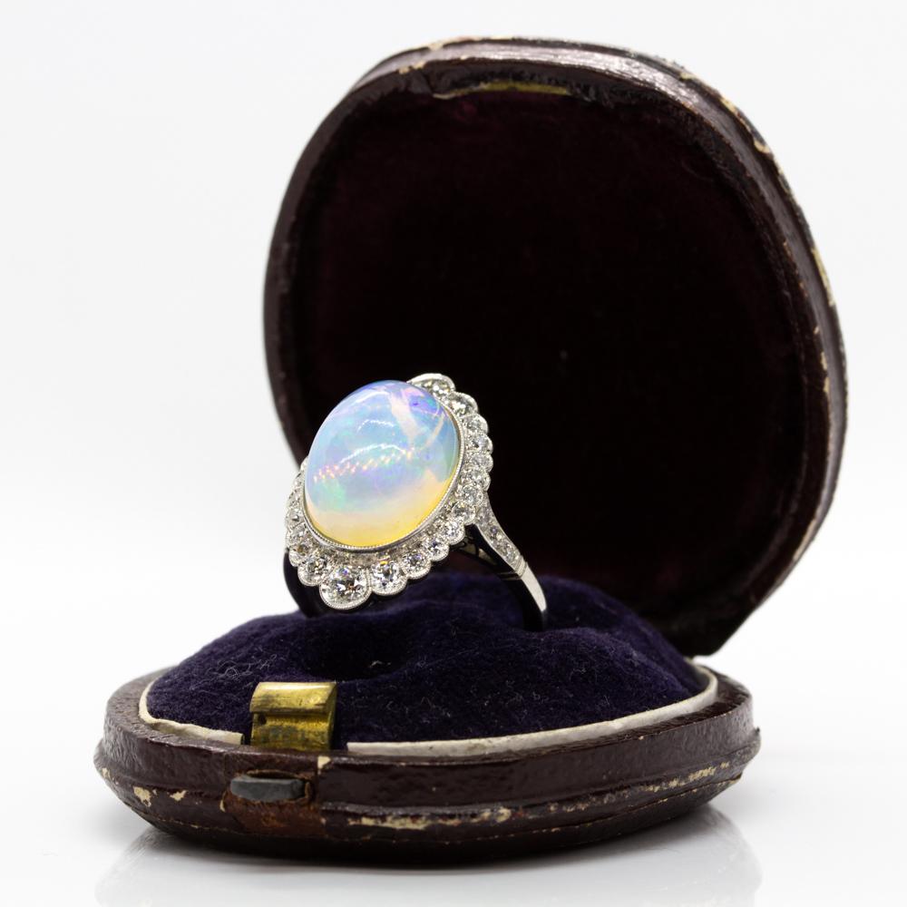 Unique Platinum Opal and Diamonds Ring 1