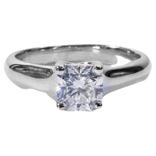 Unique Platinum Solitaire Ring with 0.80 Ct Natural Diamonds, IGI Cert