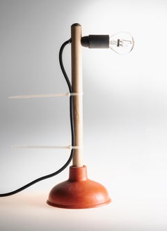 Unique Plunger White Table Handcrafted Lamp by Josep Maynou