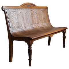 Antique Unique Plywood Bench Settee from Early 20th Century