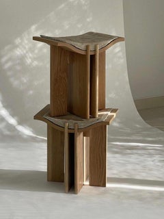 Sgabello Summit unico, in compensato, Oak e carta Joann Odisho