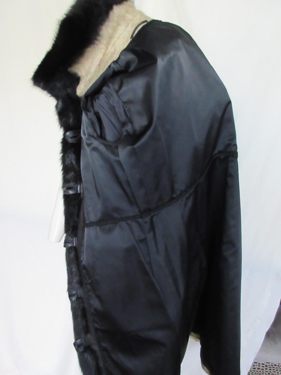 Unique Pony Skin Leather with Black Mink Fur Coat For Sale 9