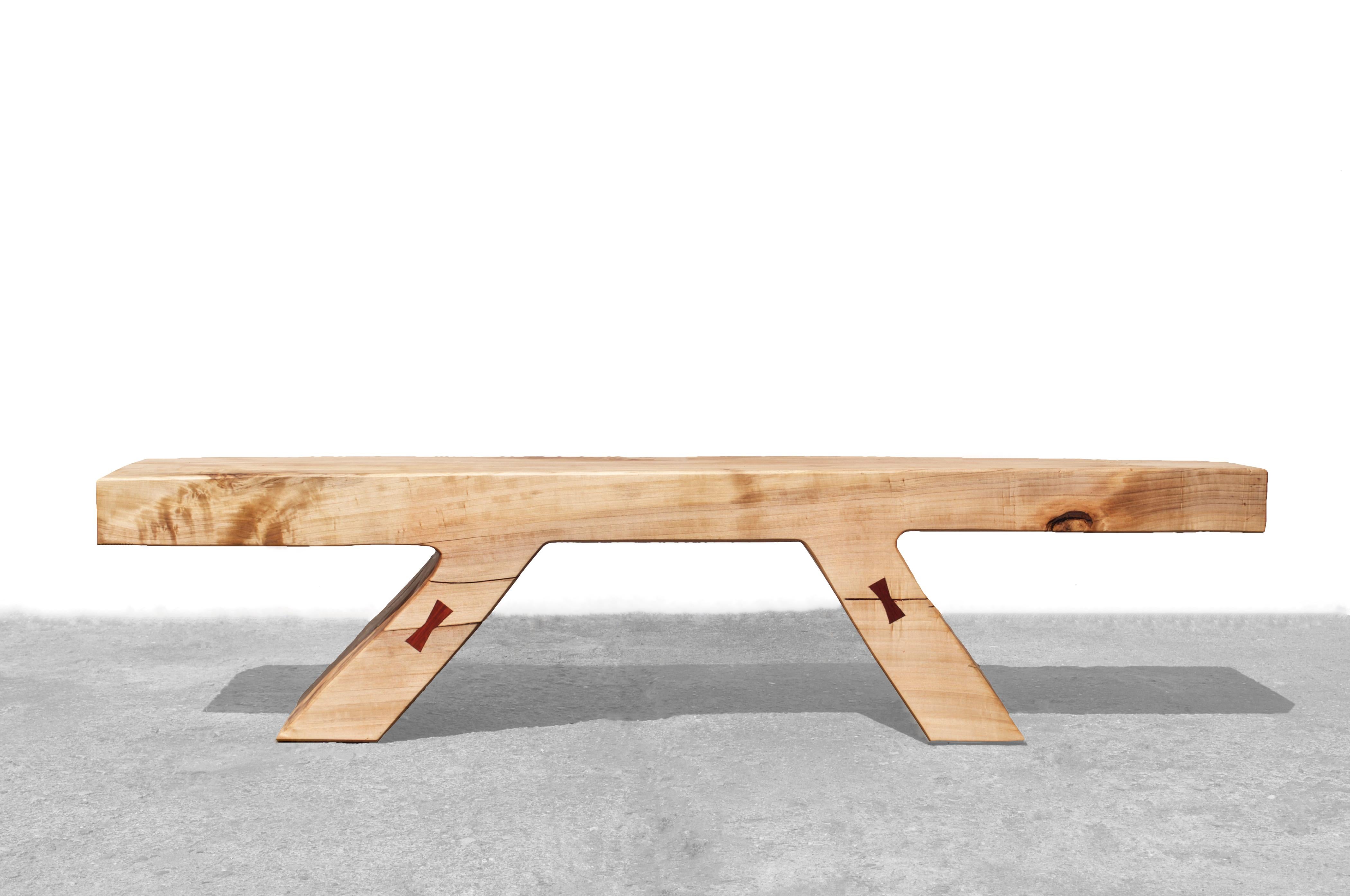 German Unique Poplar Bench Sculpted by Jörg Pietschmann