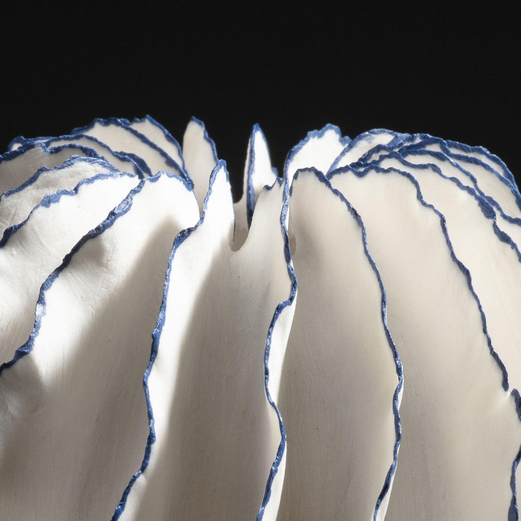 Danish Unique White and Blue Ceramic Vase by Sandra Davolio